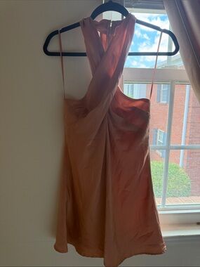 DO+BE Rose Gold One-Shoulder Satin Mini Dress
